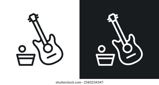 Busking icons in black and white liner strokes for web design.