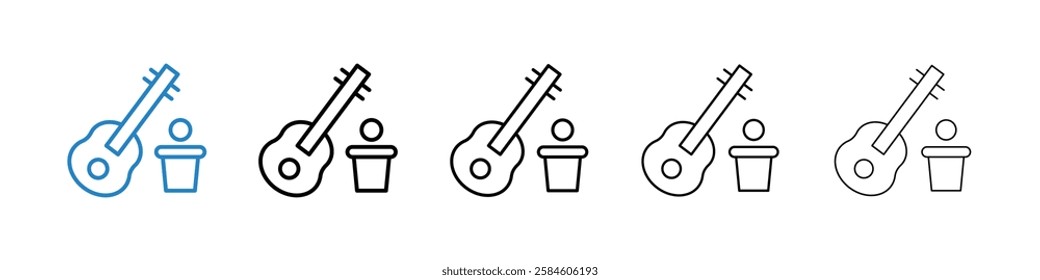 Busking icons in five different stroke sizes