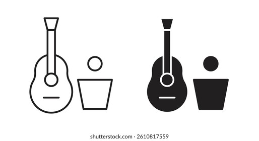 Busking icons. thin line vector icons
