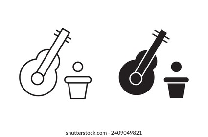 Busking outline icon collection or set. Busking Thin vector line art