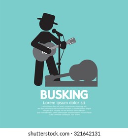 Busking, Street Performance Symbol Vector Illustration