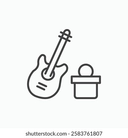 Busking vector icon isolated in black line