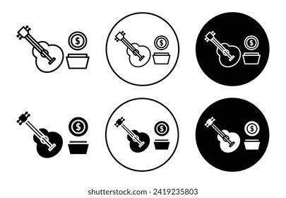 Busking vector icon set collection. Busking Outline flat Icon.