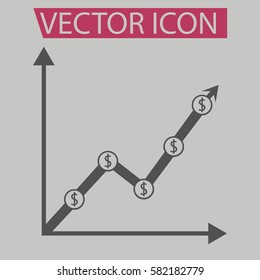 Busness increasing,growing graph and chart icon,sign,symbol and flat style for app, web and digital design.
