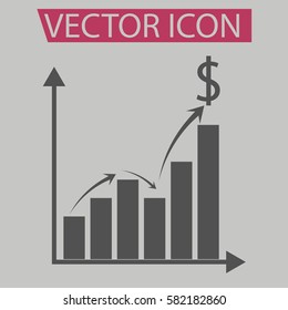 Busness increasing,growing graph and chart icon,sign,symbol and flat style for app, web and digital design.
