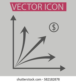 Busness increasing,growing graph and chart icon,sign,symbol and flat style for app, web and digital design.
