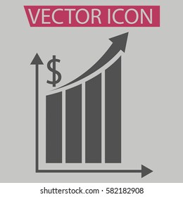 Busness increasing,growing graph and chart icon,sign,symbol and flat style for app, web and digital design.
