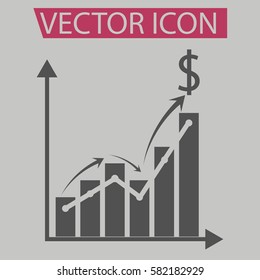 Busness increasing,growing graph and chart icon,sign,symbol and flat style for app, web and digital design.
