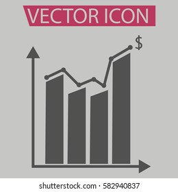 Busness increasing,growing graph and chart icon,sign,symbol in flat style for web design,mobiles apps,eps 10.

