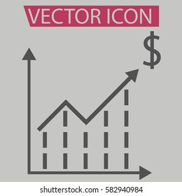 Busness increasing,growing graph and chart icon,sign,symbol in flat style for web design,mobiles apps,eps 10.
