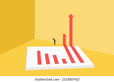 busniness man looking at bars. Financial market growth. The concept of success, financial growth, profit.Career or investment opportunity symbol. Financial market, stock exchange