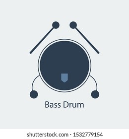 Buss Drum icon. Musical symbol. Silhouette vector icon