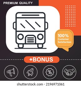 buss icon. With orange and black background