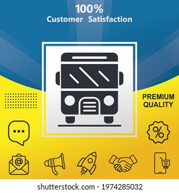 buss vector glyph color icon. With yellow and blue background option