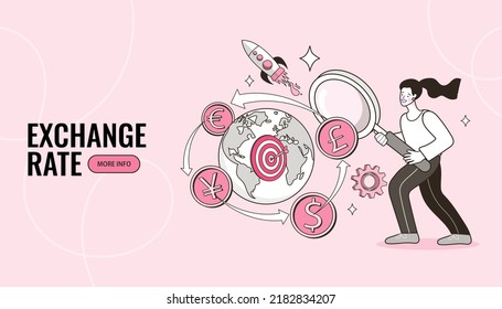 Bussessman with money and coins.The concept of time management and financial control. A successful financial investment. Financial currency exchange. vector outline illustration.