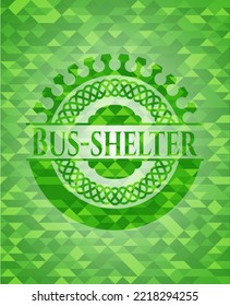 Bus-shelter green mosaic emblem. Vector Illustration. Detailed. 