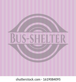 Bus-shelter retro style pink emblem. Vector Illustration. Detailed.