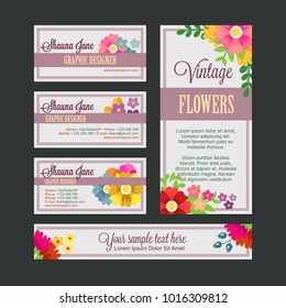 Bussines Card Template With Cute Flower