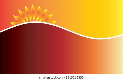 Bussines card Template. Gradient wave orange red yellow. Two space for Text and description. This vibrant sunrise over rolling hills digital art is perfect for creating a warm and inviting atmospher. 