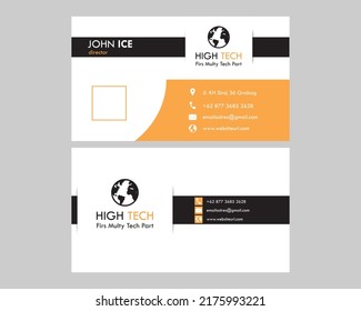 Bussines Card Yellow White Theme Vector