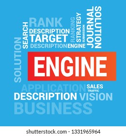 bussines concept wih text engine  - engine word cloud
