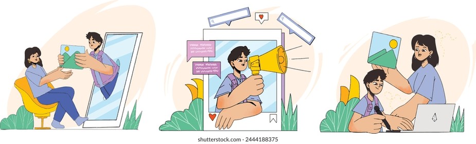 Bussines Consept Illustrations. artist  on client collection scenes with men and women taking part in bussines activities.Vector illustration