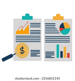 Bussines Finance Illustration, Chart and Data Summary for Economic Bussines 