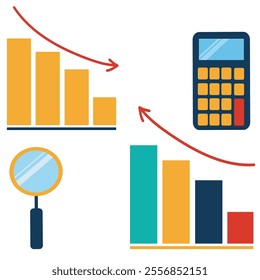 Bussines Finance Illustration, Chart and Data Summary for Economic Bussines 