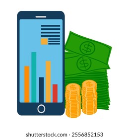 Bussines Finance Illustration, Chart and Data Summary for Economic Bussines 