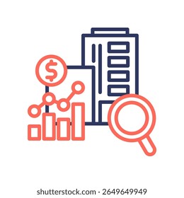 Ilustração do vetor da cor da linha do ícone da previsão de negócios