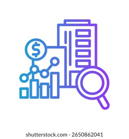 Ícone de Previsão de Negócios Linha Gradiente Vetor Ilustração
