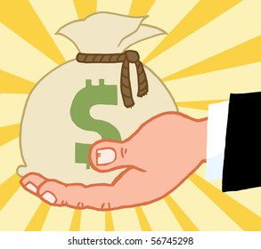 Bussines Hand Holding Money Bag