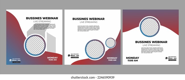 Bussines live webinar and corporate social media post template