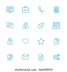 Bussines And Office Blue Line Of Icons