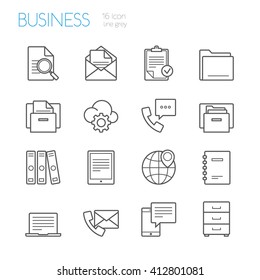 Bussines And Office Line Icons Grey