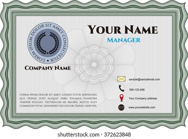 Bussines or presentation card, retro style. Elegant design. Border, frame.With linear background. 