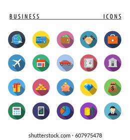 Bussines Set Of Colorful  Icons. Creative Flat Design.