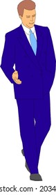 
Geschäftsmann in der blauen Jacke.