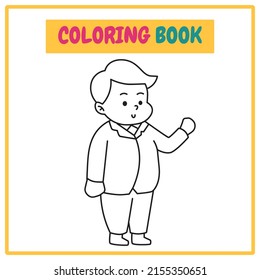 Bussinesman Coloring Book or Outline Vector Illustration