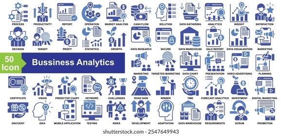 Business Analytics-Symbolsammlung Gemischter Symbolstil