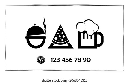 Bussiness card template for cafe or restaurant. Vector on transparent background