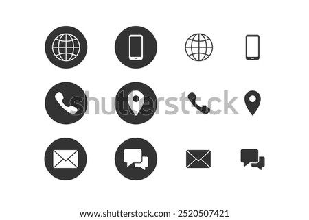 bussiness card vector Contact us, locations, website icon 