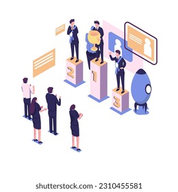 competencia empresarial diseño vectorial isométrico de estilo plano