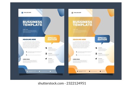 A bussiness flyer template with blue and orange colors