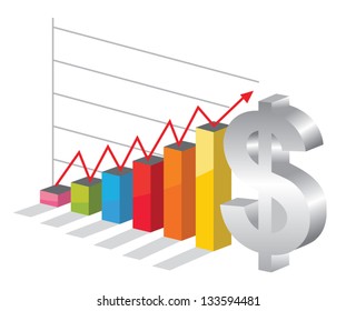 Bussiness graph with silver Dollar sign