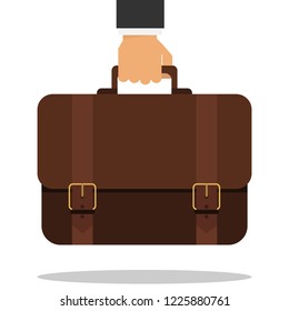 Bussiness, hand holding briefcase. The hand of a businessman holds a briefcase. Vector.