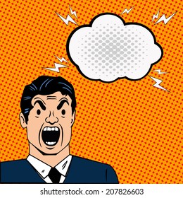 Bussiness man angry with Comic Speech Bubbles vector