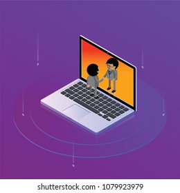 Bussiness man handshake vector isometric