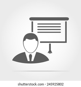 bussiness man present graph icon on white background
