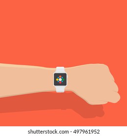Bussiness man using smart watch,flat design,vector eps10